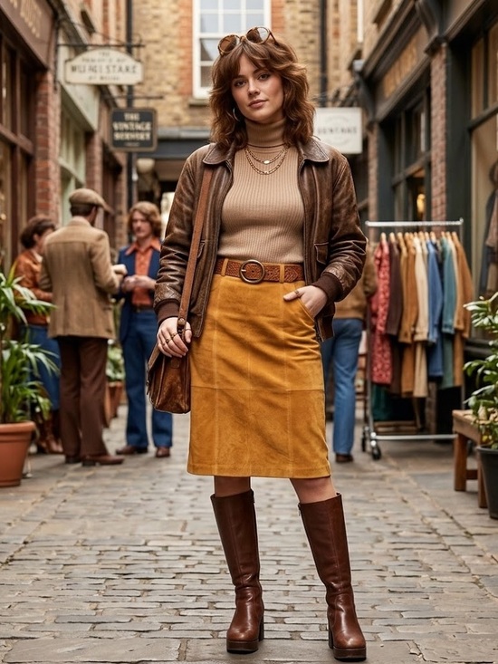 Melbourne Country Clothing Company Dresses & Skirts - Vintage Suede Pencil Skirt, Melbourne Country Clothing Company, Size 10 Camel